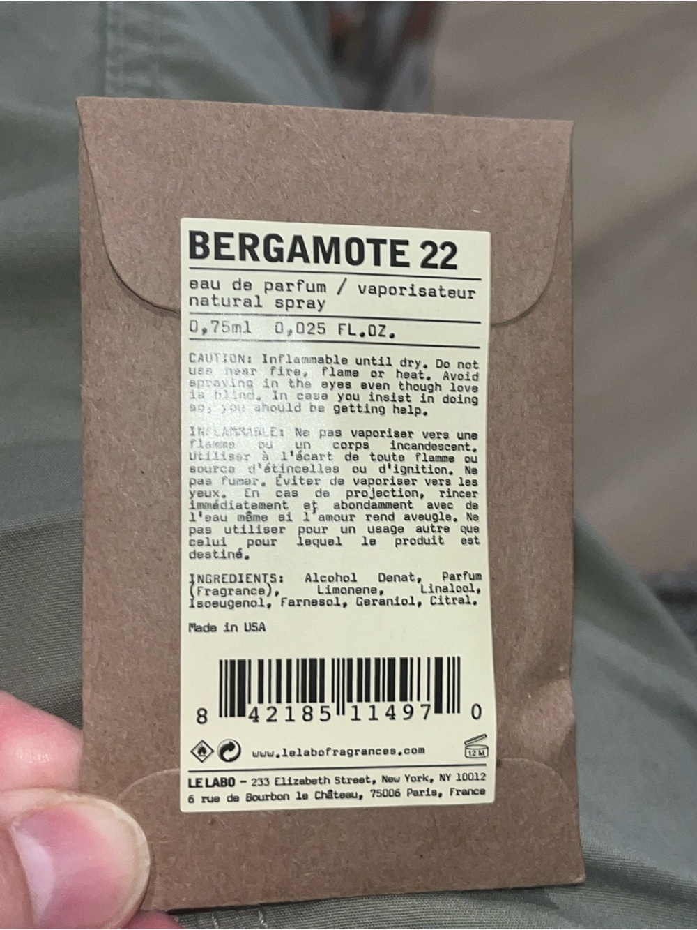 New Sealed Le Labo Bergamote 22